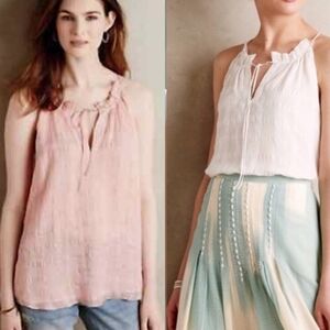 ANTHROPOLOGIE HD in Paris silk Shadow pane halter neck top 2 xs small